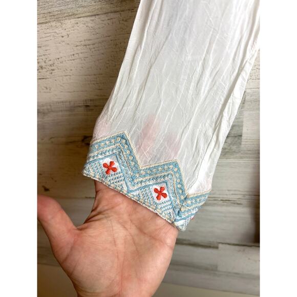 Johnny Was Women’s XS Harlow White Embroidered Sheer Tunic Blouse Top designer - Picture 9 of 10